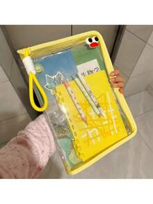 1 buc. Geantă colorată pentru dosare A4, organizator de documente pentru studenți/birou de mare capacitate cu mânere (culoare aleatorie a mânerului)