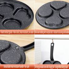 4-In-1 Large Nonstick Dishwasher Friendly Frying Pan, Electric Stove Compatible Multi-Purpose Cast Iron Base Medical Stone Coating 4-Hole Breakfast Pan - Classic Black 4-Well Flat Bottom Single Handle Skillet For Eggs, Pancakes, Patties, Burgers | Perfect For Breakfast, Brunch, Mother's Day Gifts - Multicolor - View 4