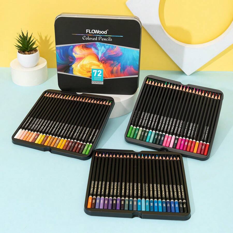 Bút chì màu gốc dầu 48/72/120 màu / Bút chì màu hòa tan trong nước, Bao bì hộp thiếc kim loại, Vẽ tranh, Thiết kế, Đánh dấu, Vẽ nguệch ngoạc, Thích hợp cho học sinh, Chuyên ngành nghệ thuật, Người lớn, Văn phòng phẩm & Đồ dùng học tập