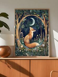 1幅复古狐狸印花，狐狸墙饰，暗黑田园风装饰，森林动物，狐狸装饰，狐狸艺术，暗黑学院风，动物印花，书虫礼物，浣熊印花，森林主题婴儿房装饰，森林动物，浣熊艺术自然印花森林印花，动物墙饰，卧室装饰，客厅装饰 - 彩色 - 查看 6