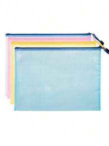 1 A3 Document Bag - Plastic Mesh Zipper File Folder, A3 Plastic Document Storage Bag With Zipper, Suitable For Office And School Use,School Supplies,Back To School - Multicolor - View 6