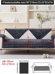 1 件厚毛绒沙发垫套，现代简约防滑保暖沙发座垫，防尘可洗沙发套，柔软防褪色，宠物友好，适合 L 型沙发和 1/2/3/4 座沙发，适用于卧室、办公室、客厅 - 深灰色 - 查看 15