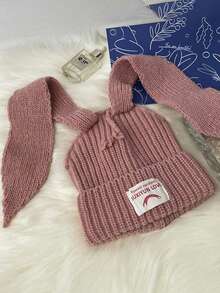 1pc Y2K Style Knitted Hat With Rabbit Ears, Suitable For Street, Party, Autumn/Winter Outdoor, Warm And Windproof Autumn Accessories - Knitted Hat - View 6