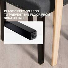 Set Of 2 Fabric Dining Chairs Upholstered With Nailhead Trim Gray - 深灰色 - 查看 4