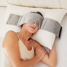 全新可调节大尺寸重力眼罩，柔软冷却遮光眼罩，带重力珠，适合深度睡眠 - 黑色 - 查看 2