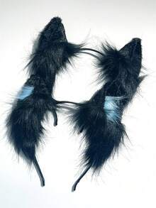 قطعة واحدة من شريط الرأس المزين بأذن القطة الجميلة، إكسسوار الخانق، مشبك شعر بأذن قطة واقعية وجميلة، شريط رأس من القماش المخملي، زي لعبة الأزواج، ملابس حفلة للنساء