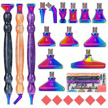 12 件金色/银色/彩色玫瑰金钻石钻头 + 1/3 件闪亮葫芦笔形塑料笔 + 6 件红胶 + 1 件塑料盒钻石画工具套件，螺纹 - 12pcs金色鑽頭 - 查看 11