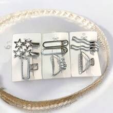 Z.W BIJUX - Kit Of 3 Gold Metal Alloy Hair Clips - 銀色 - 查看 4