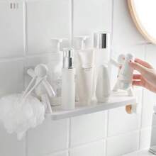 1 pièce/2 pièces Étagère de personnage de dessin animé, organisateur de vanité de salle de bain sans perçage, support de bocal à épices, étagère de rangement murale de salle de bain, étagère de rangement de figurine pour le salon, la chambre, le bureau, le balcon