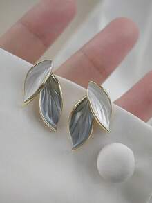 女士优雅花朵耳环 - 藍色 - 查看 11