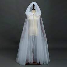 神秘双层新娘斗篷【女巫|吸血鬼】，适合女巫和吸血鬼，非常适合角色扮演、万圣节和主题派对，白色和黑色设计