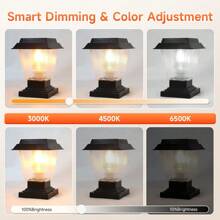 太阳能柱灯带定时器功能，遥控，可调光，防水户外花园太阳能灯，灯光颜色可变，兼容 E27 灯泡，适用于花园、露台、门廊、阳台、柱子、入口、庭院、树木、小路、栅栏、景观照明