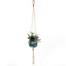1pc Macrame Plant Hanger, Indoor Hanging Planter Basket Holder With Wood Beads, Decorative Flower Pot Holder With Tassels, No Basket