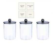2/3/4 Paquetes de 10 onzas Frascos de plástico transparente tipo boticario Contenedores de almacenamiento para el baño Portacubiertos con tapa para organizador de maquillaje en el tocador - Juego de accesorios de baño para hisopos, bolas, almohadillas, hilo dental