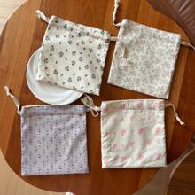 Women Tote Bags - 底灰點粉小花 - 查看 4