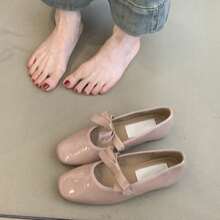 Französischer Feenstil Schleifenflache Mary Jane Damenschuhe Flache Ballerinas