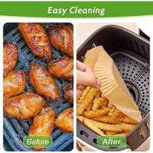 50/100 unidades, Papel para freidora de aire desechable, Papel de horno multipropósito en forma cuadrada para freidora de aire, Tazones de papel, Bandejas para hornear, Accesorios para horno, Herramientas de cocción, Utensilios de cocina, Accesorios de cocina, Día de la Madre, Regalo para mi madre - Marrón - Ver 10