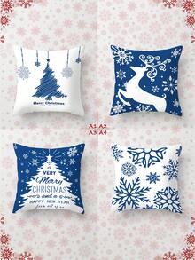 4 Stück Weihnachts-Bestseller Samt Soft Touch, modischer Stil Weihnachtsmann, Weihnachtszahlen, Rentier, Schneemann, Schneeflocke, Weihnachtsdekoration, Weihnachtsgeschenk, Weihnachtsdeko, hypoallergenes Polyestermaterial, verdeckter Reißverschluss, ohne Füllung, geeignet für Heimdekoration, Wohnzimmerdekoration, Kissenbezug, Sofakissenbezug, dekorative Sofaauflage, Heimdekoration, Polsterbezug, weiche Auflage.