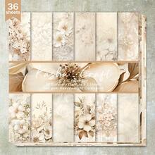 36 张 6 英寸白色花朵边框背景剪贴簿纸，适用于子弹日记、剪贴簿、卡片制作和工艺项目，可用作学校用品、返校 - 杏色 - 查看 1