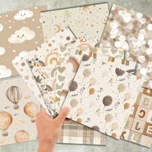 36 Blatt 15cm (süße Tiere Regenbogen brauner Hintergrund) Scrapbooking Papier, geeignet für Bullet Journal, Scrapbooking, Kartenherstellung und Bastelarbeiten, für Schulmaterial, Schulanfang