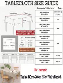 قطعة واحدة من مفرش طاولة مستطيل مصنوع من قماش بوليستر سميك مقاوم للتمزق ومقاوم للماء ومضاد للرذاذ، مناسب للاستخدام اليومي والحفلات والمناسبات والمطاعم والمقاهي والمناسبات الخاصة والعشاء والغداء والتجمعات والشواء والبوفيه للاستخدام الداخلي والخارجي والأعراس وغيرها