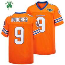 Kekambas Bobby Boucher #9 The Waterboy Adam Sandler Film Mud Dogs Bourbon Bowl American Football Trikot aus elastischem Stoff - Retro Sportsstil, geeignet für Rugby und Freizeitaktivitäten - Größe S-2XL