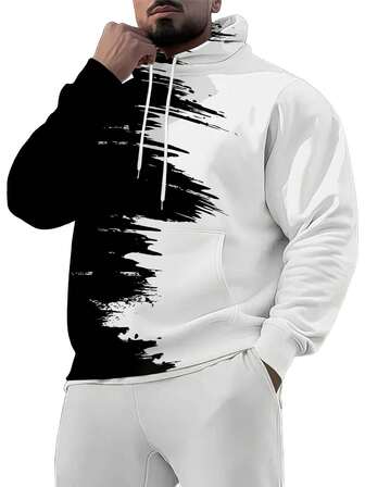 New Color Blocking Classic Loose Hooded Sweatshirt Simple, Fashionable, Comfortable For Spring And Autumn