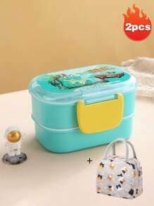 1pc Microwaveable Cartoon Sealed Lunch Box, Office Workers' Heated Lunch Box, Anti-Drop Lunch Box, Portable Lunch Box