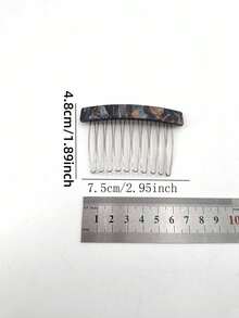 1pc Marble Pattern Elegant Acetate Side Comb, Suitable For Everyday Wear, Headpiece, Accessories - Multicolor - View 5