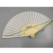8/3/1pc Silk Folding Fans, Plain Decorative Fabric Fans, Wedding Gift Bamboo Fans, DIY Desktop Hanging Decor, 2 Styles Random
