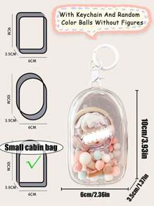 1 件便携式迷你人物透明展示袋（带钥匙扣和彩色球，不含人物）、悬挂式盲盒收纳袋、拉链封口、防尘收藏盒、可爱包包挂饰、背包吊坠、汽车钥匙扣 - 白色 - 查看 5