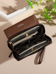 Classic Wallet - European Business Style, Zipper Closure Design, Double-Layer Structure, Card Slot Hidden Compartment And Photo Bag - Durable Nylon Lining, Black With Gold Accents - Perfect Gift For Valentine's Day, Mother's Day, Father's Day - 白色 - 查看 4