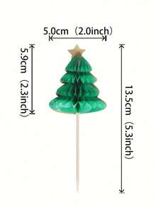 12/24pcs Christmas Tree Shaped Cake Decorations, Cocktail Stirrers, Dessert Fruit Picks, Suitable For Party Decor And Holiday Atmosphere - Multicolor - View 4