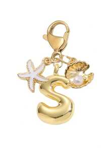 1 Stück A-Z Buchstaben Gold Bubble Buchstabe süßer Anhänger Schlüsselanhänger, Muschel- und Seestern-Accessoires, Schlüsselanhänger, Ringtasche, Rucksack-Anhänger, Auto-Anhänger, perfekt für Urlaub, Einkaufen, Strand, Camping, Geldbörse und Handtaschen-Accessoires. Geeignet als Geschenk für Frauen, Freunde, Klassenkameraden, Dekorationen, modisches kreatives Design Geburtstagsgeschenk, Sommer-Taschenbaumeln, modisches Accessoire für Damen, langanhaltend Metallschlüsselring, ästhetisches Geschenkidee, neuartiger Schlüsselanhänger, Rückkehr zur Schule Auto-Accessoires Goth Y2k' - Verschiedenfarbig - Übersicht 24