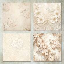 36 张 6 英寸白色花朵边框背景剪贴簿纸，适用于子弹日记、剪贴簿、卡片制作和工艺项目，可用作学校用品、返校 - 杏色 - 查看 4