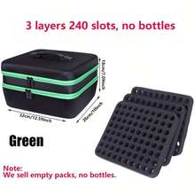 240 瓶钻石画收纳盒 - 三层，大容量，带独立隔层，可存放珠子、美甲、精油和种子 - 尼龙，黑色钻石画收纳盒钻石画收纳盒 - 彩色 - 查看 4