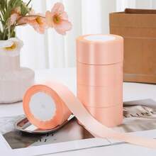 5 卷 4 厘米手工玫瑰缎带，婚礼椅装饰，礼盒包装，花卉丝带，彩虹色，毕业派对，单身派对，蝴蝶结制作 - 彩色 - 查看 12