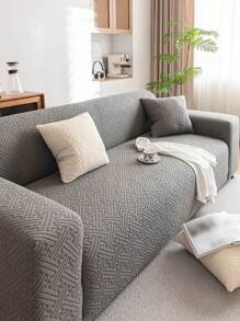 1pc Solid Color Jacquard Stretch Elastic Sofa Cover, Ins Style For All Seasons, Machine Washable, Pet Proof & Durable, Suitable For Living Room, Bedroom, Dining Room, Outdoor, Fits 1/2/3/4 Seater Sofa, Non-Slip Strips Included