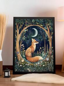 1幅复古狐狸印花，狐狸墙饰，暗黑田园风装饰，森林动物，狐狸装饰，狐狸艺术，暗黑学院风，动物印花，书虫礼物，浣熊印花，森林主题婴儿房装饰，森林动物，浣熊艺术自然印花森林印花，动物墙饰，卧室装饰，客厅装饰 - 彩色 - 查看 3