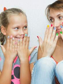 NAIO 120 Pieces Kids Press On Nails Children Fake Artificial Nails Girls Full Cover Short False Fingernails For Girls Kids Design Decoration(Lovely Pattern)