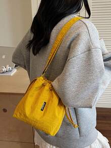 Fashionable Casual Versatile Drawstring Oxford Cloth Bucket Bag, Small Niche Literary Style Crossbody Bag, Phone Bag, Shoulder Bag For Women - Multicolor - View 1