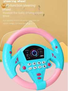 1 pieza Juguete de volante de simulación, volante de juego de roles educativo con música, efectos de sonido, rotación bidireccional, ventosa para niños y niñas de 3+ años, regalo de cumpleaños (baterías no incluidas)