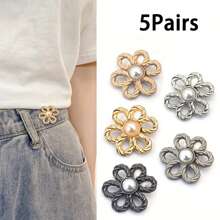 1/2/4 pares de hebillas de cintura con diseño floral, ajustadores de cintura para faldas y pantalones vaqueros - Hebillas desmontables para ajustar el tamaño de la cintura de pantalones y faldas sin necesidad de coser, herramienta perfecta para ajustar la cintura