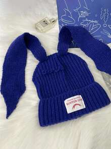1pc Y2K Style Knitted Hat With Rabbit Ears, Suitable For Street, Party, Autumn/Winter Outdoor, Warm And Windproof Autumn Accessories - Knitted Hat - View 13