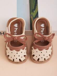 女童塑料凉鞋，软底防滑，适合1-3岁婴幼儿 - 米色 - 查看 2