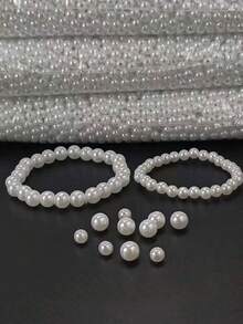 100 viên ngọc trai nhân tạo thời trang sáng bóng tối giản, không phai màu, không bong tróc, trắng tinh khiết và trắng sữa, 2 màu, 2 kích cỡ, ngọc trai giả bằng nhựa ABS, phụ kiện làm đồ trang sức DIY - trắng - Xem 3