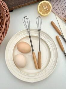 2 piezas/1 pieza Batidor de huevos de acero inoxidable, Batidor de crema de acero inoxidable pequeño para uso doméstico, Mezclador de mantequilla para cocina y restaurante