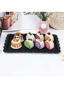 1/2/4/6pcs Black Plastic Dessert Plates/Trays, Suitable For Graduation Ceremony, Birthday, Party, Wedding - Black - View 3