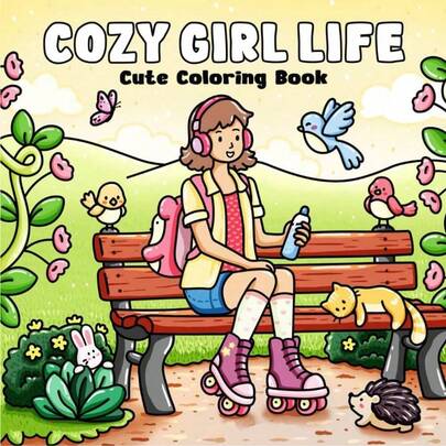 1 cuốn sách tô màu COZY GIRL LIFE: dành cho người lớn và thanh thiếu niên, thiết kế siêu dễ thương về không gian ấm cúng, Hygge để thư giãn. Giải phóng cảm xúc và giảm lo âu | Món quà lý tưởng cho các ngày lễ và những dịp đặc biệt Quà tặng Coco cho đồ chơi cho bé gái và bé trai Đồ chơi trẻ em tuổi teen Sách tô màu Wyo (Mặc định không có bút dạ)
