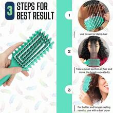 DCurl Defining Brush For Curly Hair Ultimate Vented Hair Brush With Boar Bristles Unisex Styling And Detangling Shaping And Defining Curls Brush Reduce Pulling Ideal For All Hair Types Teal 5001 - Teal - 查看 2
